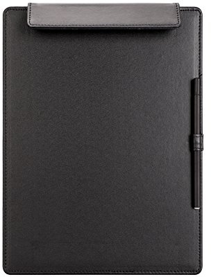 A5 Leather Clipboard Folder Conference Pad with Pen Holder Writing Board Signature Pad Portable Paperwork Organiser for Office, School, Restaurants (26×18cm)