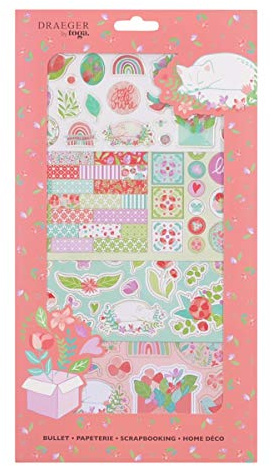 DRAEGER PARIS 1886 Stickers et Formes découpées, Rose et Vert, 17 x 31 cm