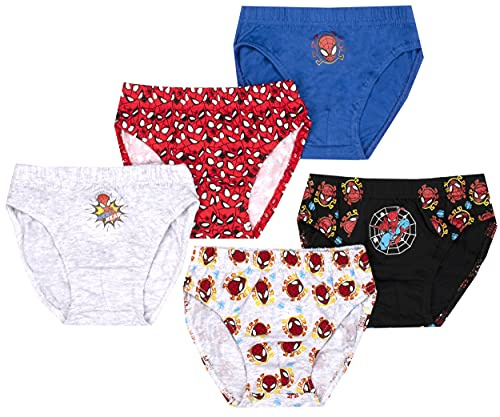 Marvel - Spider Man - Pantaloni per Ragazzi - Slip in Morbido Cotone - Pantaloni da Uomo Ragno per Ragazzi - Confezione da 5 con 5 Disegni Diversi - Blu/Grigio