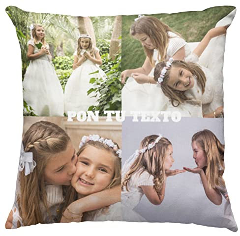 Cojín Personalizado con Foto, cojín con Frase, 40x40 centímetros, Regalo Personalizado, día de la Madre, Regalo para Mujer, Regalo para Hombre, hasta 4 Fotos.