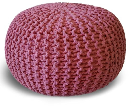 casamia Pouf Ø 55 o. 45 cm Strickhocker Sitzpouf Bodenkissen für Innen Indoor Größe ø 55 cm, Farbe pink
