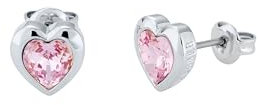 Ted Baker Han Crystal Heart Stud Earrings For Women (Silver/Pink Crystal)