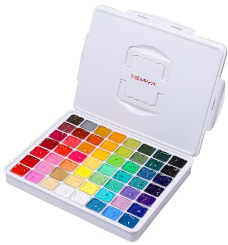 MIYA Gouache Paint Set, 56 Colors x 30ml Jelly Cup Design in a Carrying Case, Non Toxic Gouache Paint Perfect for Artists, Students, Gouache Opaque Painting