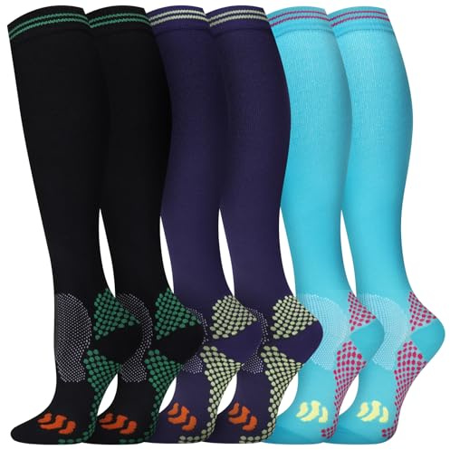 Odtmger Compression Socks (2/3 Pair) for Men and Women 20-30 mmHg Compression Stockings Circulation for Cycling Running Support Socks