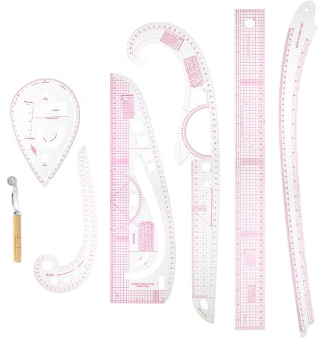 QWORK® 7 Stück kurvenlineal set, schneider lineal, metrisches nähen lineal, nähzubehör, für Designer, Schnittmusterersteller, Schneider