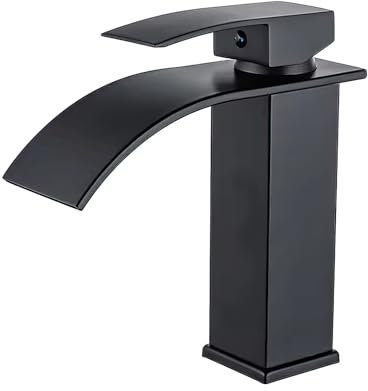 Wasserfall Wasserhahn, Edelstahl Waschtischarmatur Einhebelmischer Badezimmer-Waschbeckenarmatur Heißer und Kalter Wasserhahn Vertikaler Waschbeckenhahn Höhe 24.5cm