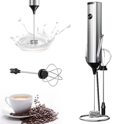 Montalatte elettrico, montalatte portatile, con 2 fruste in acciaio inox, montalatte ricaricabile, per matcha, cioccolata calda, cappuccino