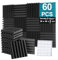 Foneso Lot de 60 panneaux acoustiques, 30 x 30 x 5 cm (densité : 25 kg/m³), mousse acoustique, 3D, absorbeur acoustique haute densité, pour salles d'enregistrement, salles d'enregistrement et bureaux