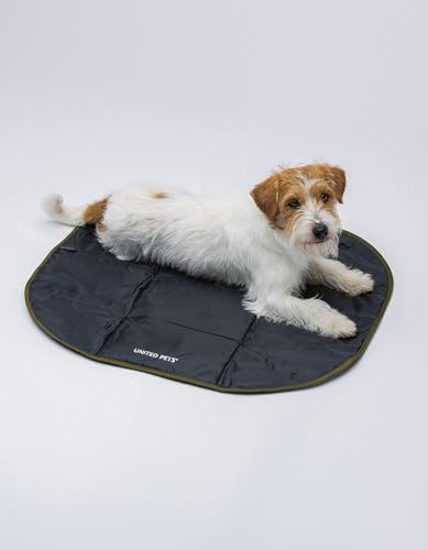 United Pets Lazy Dog Mat – Tragbares Hundebett für Hunde, faltbar, Matte für Restaurant und Reisen, leichte Hundematte, Schwarz/Grün