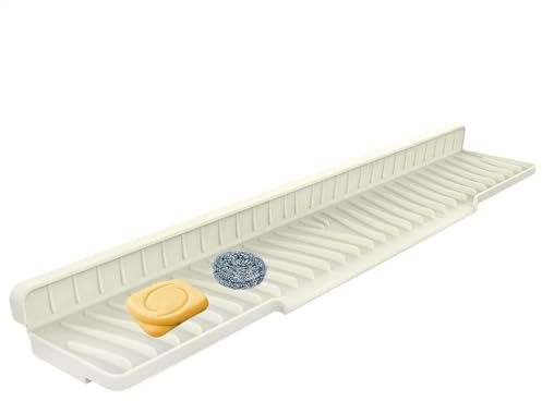 Stänkskydd för diskho – 58 x 11,9 cm vattenstänkskydd för diskbänk | torkmatta | vikbar dräneringsplatta för bänk, , badrum, stänkskydd