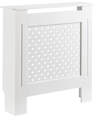 Toboli Copritermosifoni in legno bianco 78 x 19 x 82 cm, copri termosifone in MDF, pannello in legno per radiatori, elegante mobile copritermosifone