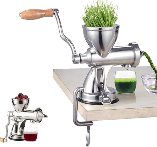 Manuell juicer i rostfritt stål, hög juiceförmåga med halkfri klämma, för vetegräs selleri grönkål aloe vera