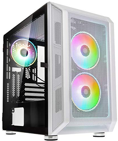 KOLINK Citadel Mesh Micro-ATX RGB Gehäuse, Computergehäuse, PC Hülle, Glasgehäuse, PC Case, PC Gehäuse Klein, Seitlich PC Gehäuse Durchsichtig, Computer Gehäuse, PC Case Weiß