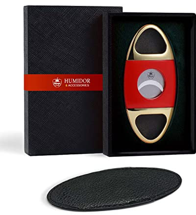 Zigarrenabschneider Doppelte Klinge Guillotine,Zigarren Schneider ø25mm-Edelstahl Doppelte Klinge Zigarrenbohrer | Zinklegierungskörper,Golden-Rose Zigarrenbrett,Kubanische Zigarren Cutter Set Gift