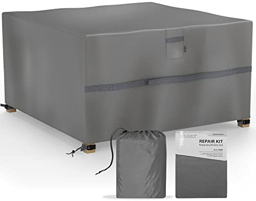SANZARO Abdeckung Gartenmöbel Winterfest - 600D Oxford mit RipStop-Technologie, Schwerlast 320g, Reißfest & UV-Beständig, Schutzhülle für Gartentisch Sitzgruppe Balkonmöbel - 135x135x70cm
