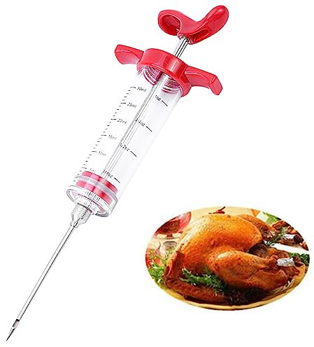 HREDZEO Siringa per Marinata Carne,Siringa Iniettore Barbecue per Arrosti Professionale Siringa per Carne in Acciaio Inossidabile Alimentare Meat Injector per Marinata Manzo Pollo e Turchia