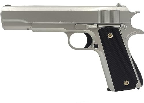Saigo Defense Airsoft BB Gun/Estilo 1911 Spring/Colores: Negro y Plata/Material: Metal/Potencia 0.3 Joule