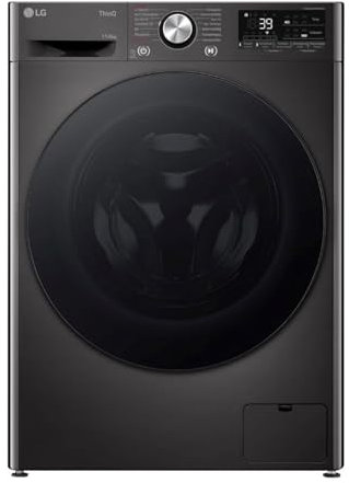 LG W4WR70E6YB, Frontlader-Waschtrockner 11 - 6 kg, Klasse A/D, 60x62x85 cm, Wi-Fi, AI Direct Drive, Tiefenreinigung mit Dampf, TurboWash 360, Große Kapazität, Außentür aus gehärtetem Glas, Schwarz