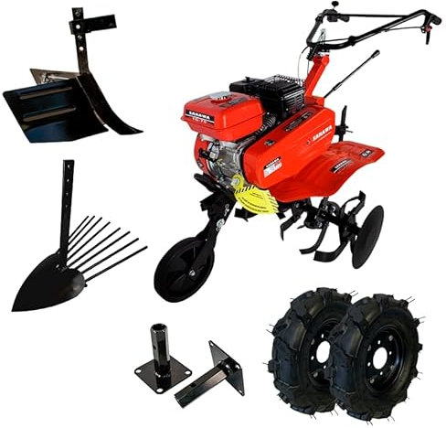 SAKAWA Motoazada 7,5 CV Asurcador + Ruedas 400x8 + Mangones + Arracanpatatas