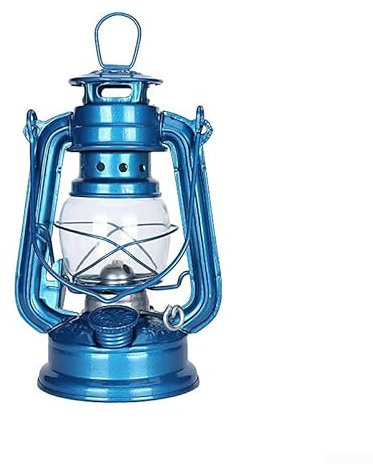 Retro Kerosene Lamps, Vintage Oil Lamp With Handle, Oil Lamp Table Lanterns For Home, Garden, Camping Citronella(Light blue-19CM)