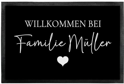 True Statements Personalisierte Fußmatten mit Namen - Fußmatte Willkommen, Türmatte Einzug Geschenk 60 x 40 cm
