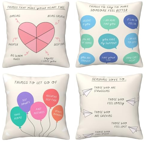LOHDALOLF Motivational Cushion Covers 45x45 cm Set of 4 Therapy Inspirational Cushion Cases Mental Health Counseling Pillow Covers for Classroom Office