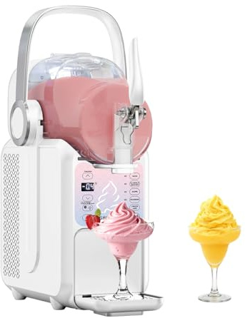 GSEICE Soft Serve Ice Cream Maker for Home, 88oz Slushie Machine with Portable Handle, 6 Preset Mode for Ice Cream, Margaritas, Frappés, Milkshake, Juice, Real-time Adjustable Temp Display