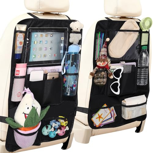 Yaunming 2 organizer per seggiolino auto, organizer per auto, protezione per lo schienale dell'auto, con 10 sacchetti, impermeabile e facile da pulire, accessorio per interni auto