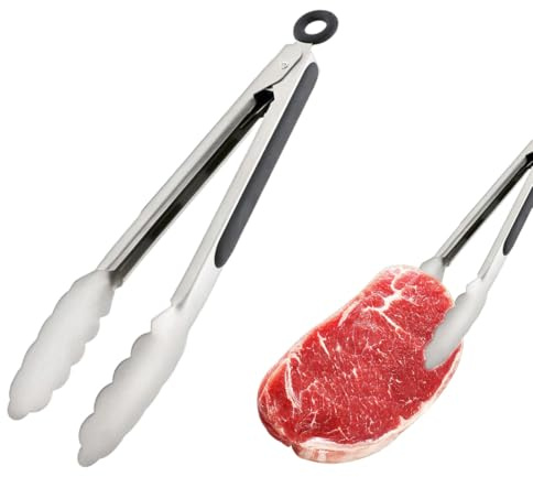 GNALIA Pinza Barbecue 1 Pezzo, Pinza Per Griglia In Acciaio Inox Con Impugnatura, Lunghezza 26.5Cm, Colore Argento