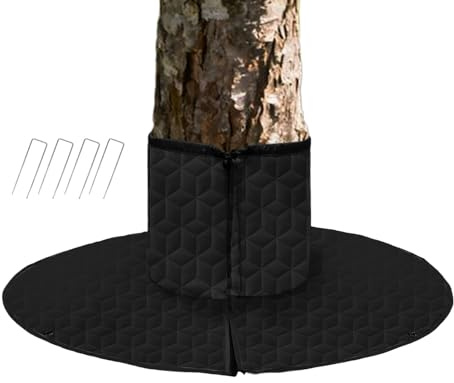 Cubierta de raíz de árbol, manta de jardín ajustable, protector de congelación de raíces de árbol con 4 clavos de tierra, para tocones de palmera, jardín, paisaje, patio al aire libre