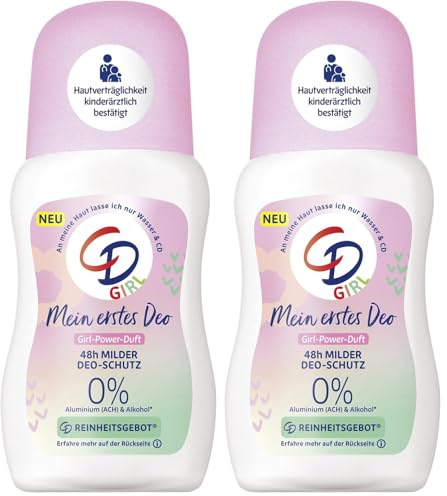 CD Girl Deo Roll-on | Mein erstes Deodorant mit Bio Aloe-Vera Extrakt| Ohne Aluminiumsalze | Langanhaltender Schutz für 48h | Veganes Hautpflegeprodukt | Für empfindliche Haut geeignet | 50ml