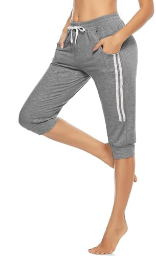 Marvmys Womens Sweatpants Capri Jogger Pants Workout Yoga Cropped Lounge Pants Dark Grey S