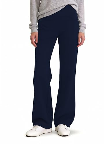 SAFORT bootcut yogabyxor för kvinnor, 71 cm/76 cm/81 cm/86 cm innersöm vanliga/höga utsvängda byxor för arbete, 4 fickor, BLÅ, L
