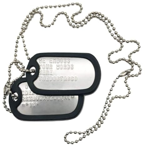Military Dog Tags - Set of 2 Personalised Stainless Steel Nickel Plated Army Style Dog ID Tags with Ball Chains & silencers Read Description to See How to ADD Personalisation