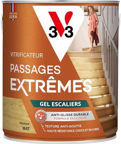 V33 Vitrificateur parquets passages extrêmes Gel escaliers, Incolore Mat, 2,5L