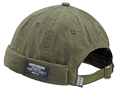 CLAPE Men’s and Women’s Docker Hat Leicht Seemannsmütze Hafenmütze Commando Work Docker Beanie Cap Rolled Cuff Harbour Hat Green GD30