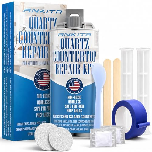 Quartz Countertop Repair Kit (White), Quick-Drying Quartz Repair Kit for Edge Chips, Cracks, Scratches, Nicks on Quartz, Granite, Marble, Porcelain and Other Natural Stone Surfaces