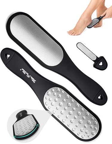 NUOVA Raspa Piedi Professionale in Acciaio Inox MARCHIO® ITALIANO L' Unica con Design Curvo Lima Piedi per Pedicure Rimozione Calli Duroni Talloni Screpolati Pelle Morta