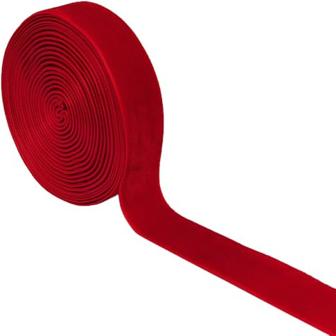 Qingxii Decorr Gift DIY Craft Décor Velvet Ribbon (Red, 1''x6Yards)