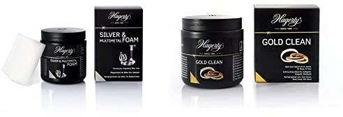Hagerty Silver & Multimetal Foam Mousse nettoyante pour l'argent et le métal I 185g & Gold Clean Bain nettoyant I 170 ml I Nettoyage et entretien efficace des bijoux en or jaune, blanc ou rose
