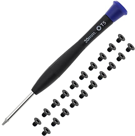 ECSiNG 20 stycken M2 x 3 Torx T5 skruvar för bärbar dator med T5 Torx-skruvmejsel, kompatibla med 13,3 tum Razer Stealth Blade och datorkomponenter i legering
