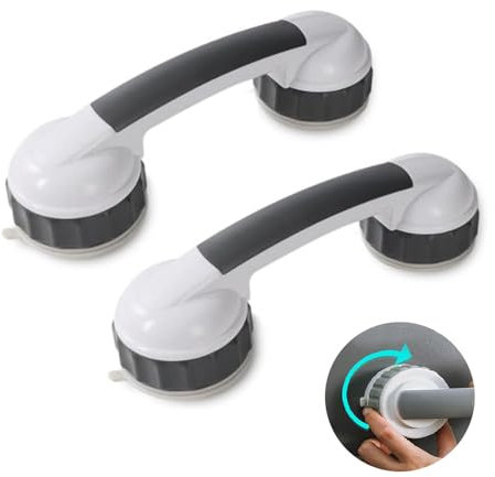 2Pack 2-Inch with Twist for Stronger ADA Shower Handles for Elderly Suction Shower Grab Bars for Seniors Handicap Safety Handrail for Bathtubs Showers Elderly Assistance Product