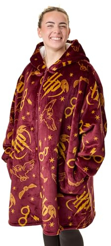 Harry Potter Sudadera con Capucha Tipo Manta portátil para Mujer | Polar con Capucha y Cremallera para Adultos in Borgoña | Ropa de Estar por casa de Sherpa con Estampado de búho Hedwig HP