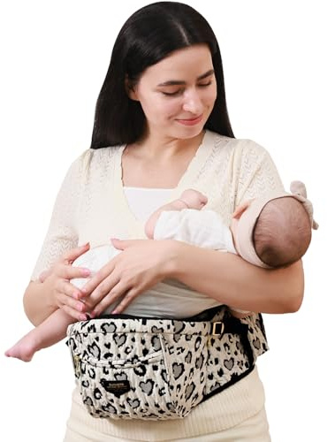 SUNVENO Baby Hip Seat Carrier for Toddler, Supports up to 45 lbs, Wide Anti-Slip Seat, Adjustable Waist Belt, Quick Up Down Baby Holder, Fits 6-36 Months,Leopard