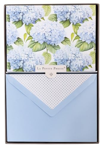Hortensia Designer Cards Embossed Stationery, 10 Blank Cards & 11 Envelopes | Designer Cards Luxe Collection, Gold Foil Embossed Stationery Boxed Set 10 Blank Cards & 11 Envelopes, All Occasion Greetings