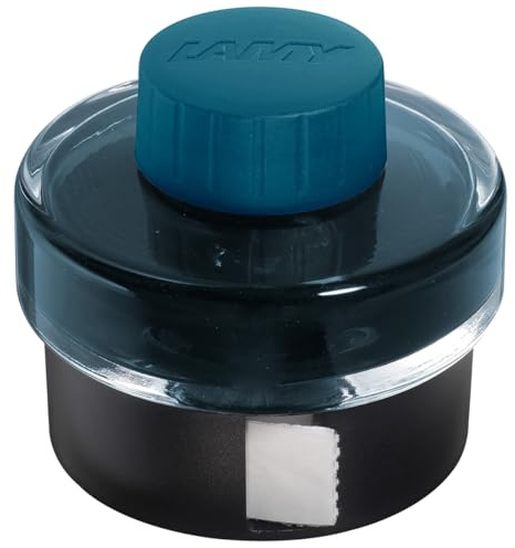 LAMY T52 Ink Petrol 50ml - Ink Bottle with Reservoir - Plastic Stand with Blotting Paper roll