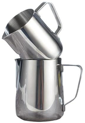 WENYOG Bricco Latte Brocca da caffè in Acciaio Inossidabile 304 con marcature Graduate, brocca for Schiuma di Latte for Accessori for Macchine da caffè Espresso 350ML/600ML(350ml)