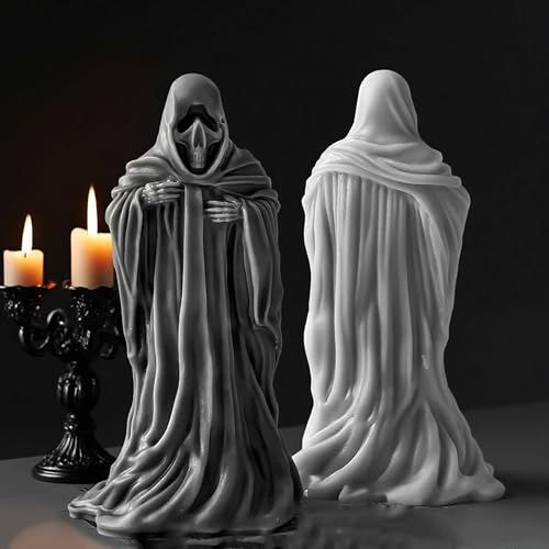 Ghost Skull Man Cylinder Candle & Resin Mold - Resin Casting Silicone Molds for Home Decor & Candle Making Wave Spiral Mold