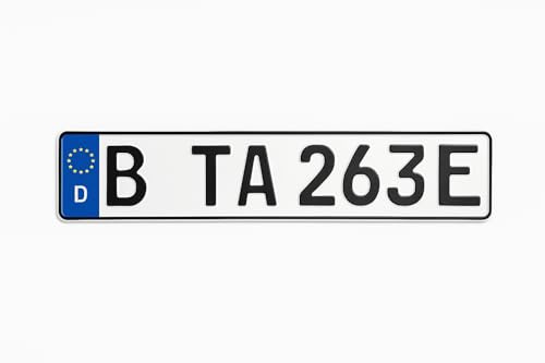 TA TradeArea 1 placa de matrícula oficial para vehículos eléctricos e híbridos – DIN 74069 – Reflectante en relieve aluminio – Fabricado en Alemania
