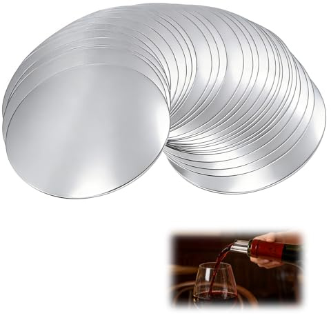 60 Piezas Vertedor de Vino, Vertedor de Vino, Discos Vertedores Antigoteo, Adecuado para Restaurantes, Bares, Hogares y Todo Tipo de Eventos. (7.5 cm, Plata)